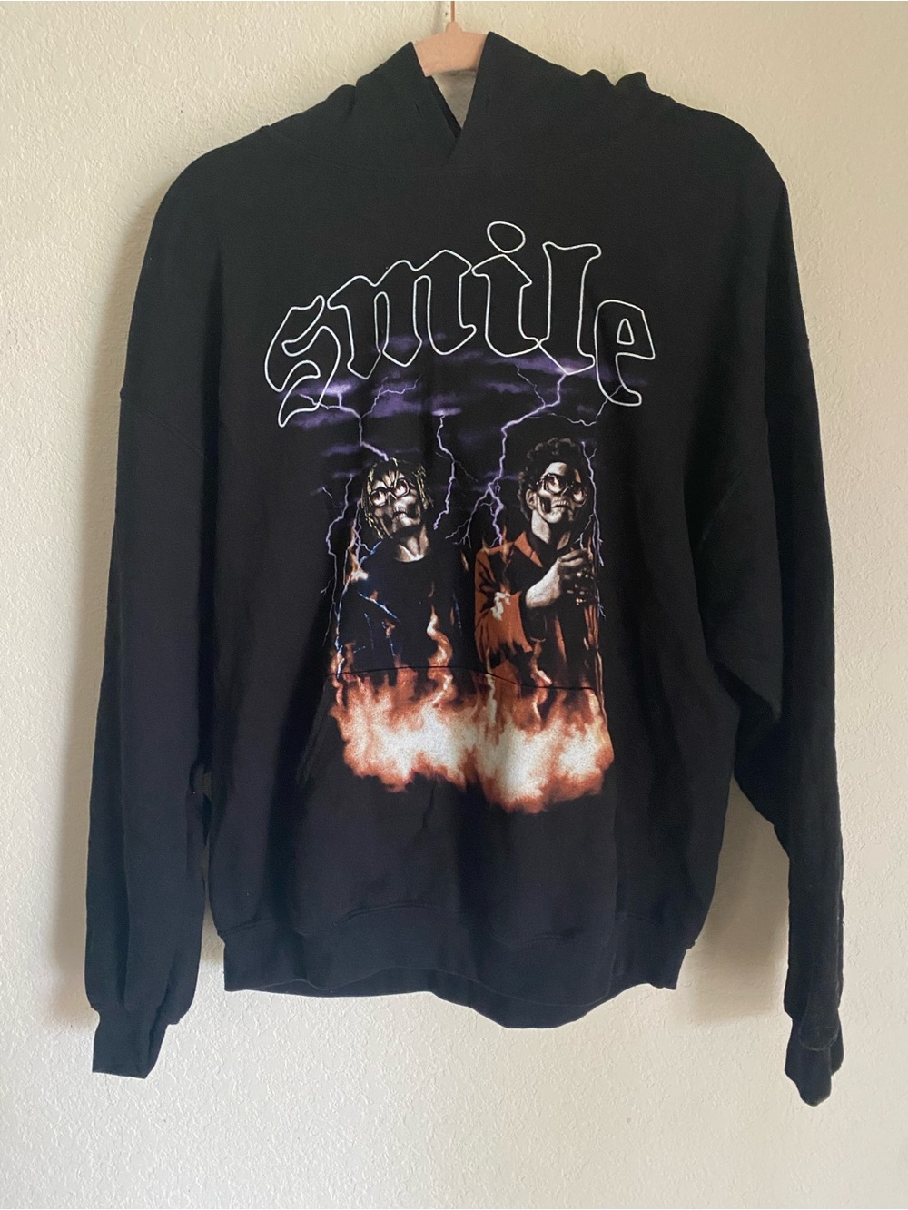 The Weeknd XO x Juice WRLD 999 Club Goth Black Graphic Smile Hoodie Sweatshirt - Picture 3 of 14